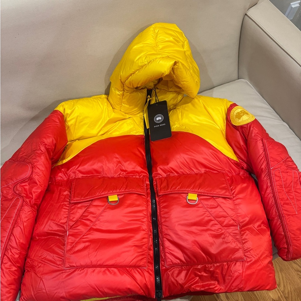 Canada Goose Mens Puffer Jacket in Pyer Moss Red